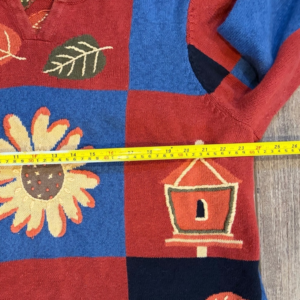 CJ Banks Hand Embroidered Colorblock Plus Size Sweater 2X Cottagecore Knit - Picture 8 of 11